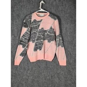 VTG Giani Leone Pink Black Gray Argyle Pattern Knit Sweater Womens XL Fall Work